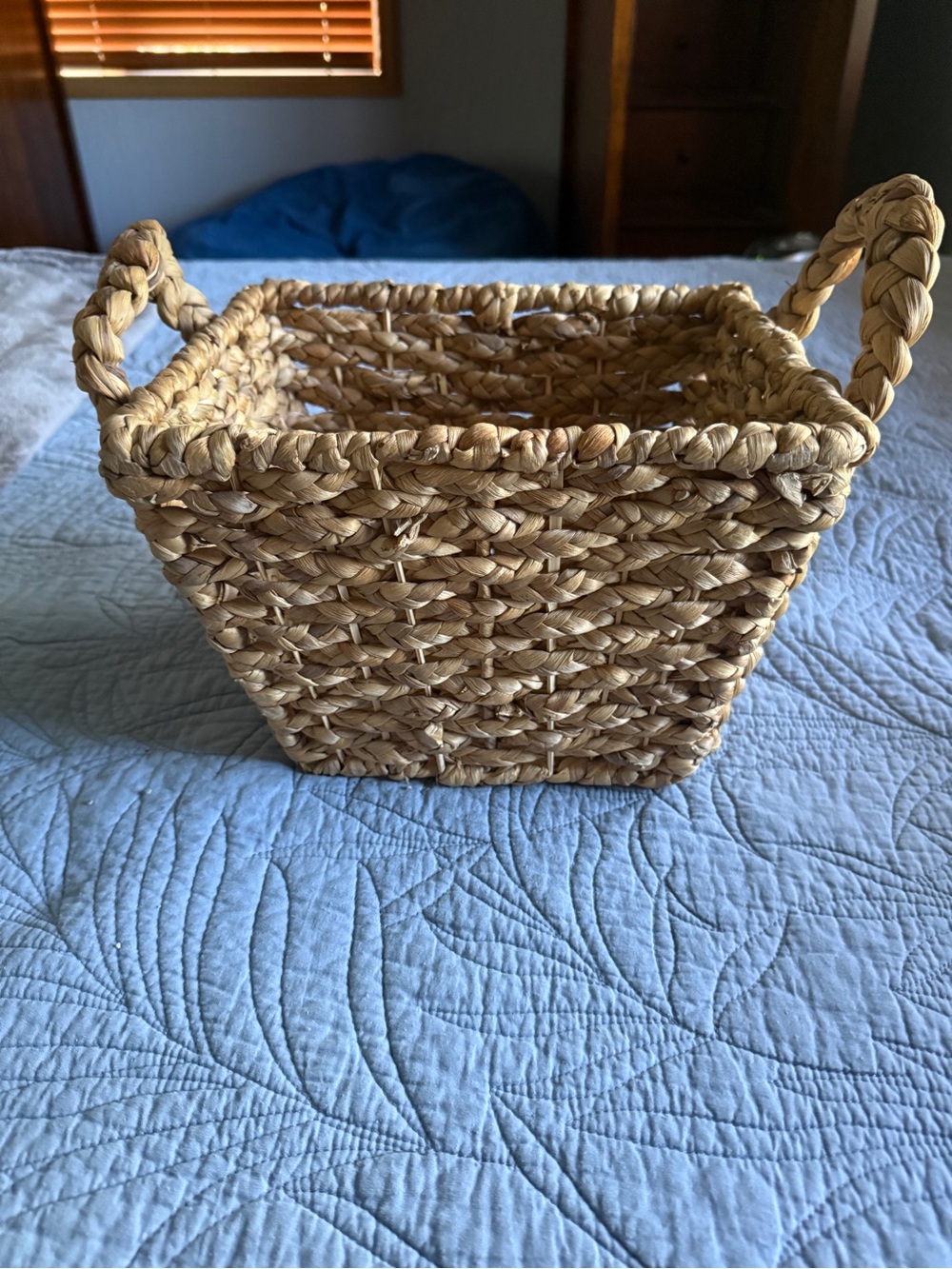 Natural Woven Seagrass Storage Basket with Handles - Natural LARGE SIZE